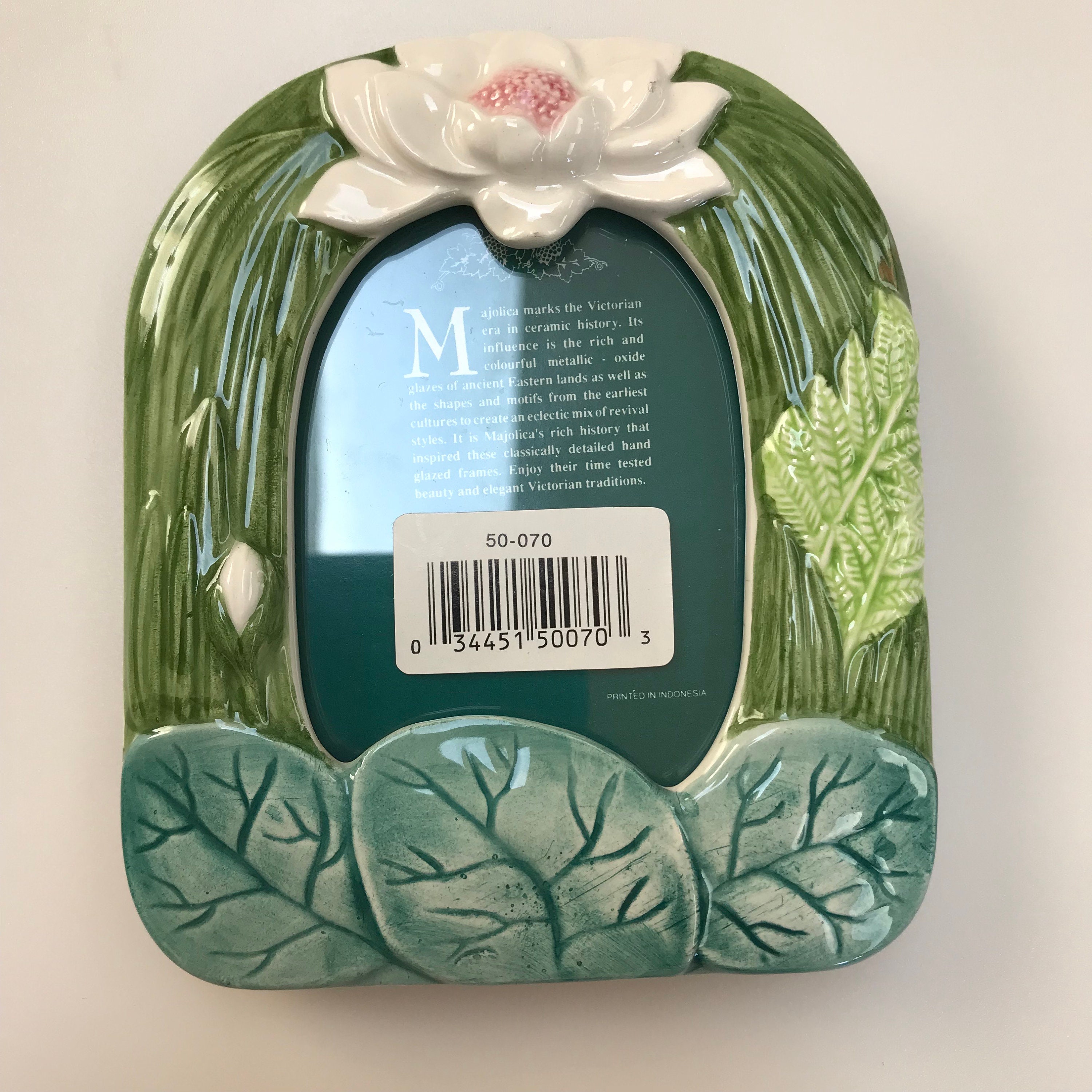 Vintage Small Keepsake Picture Frame Lily Pad Shabby Chic Floral Resin ...