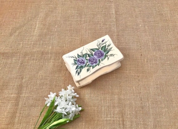 Wooden Jewelry Box with Mirror Painted 3D Flowers… - image 1