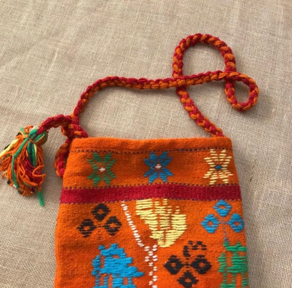 Vintage Mexican Wool Crossbody Purse Blanket Azte… - image 5