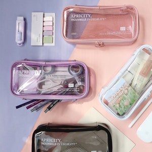 Clear Glitter Pencil Pen Pouch | Pencil Pen Case | Makeup Pouch | Makeup Bag | Desk Decor Aesthetic | Cute Pouch | Multi Pouch |Stationery