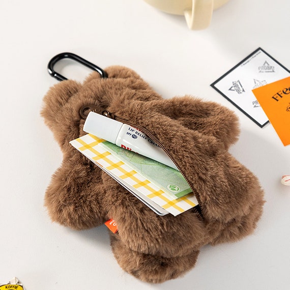 Fur Bear Keychain Pouch | Keychain Purse | Small Zipper