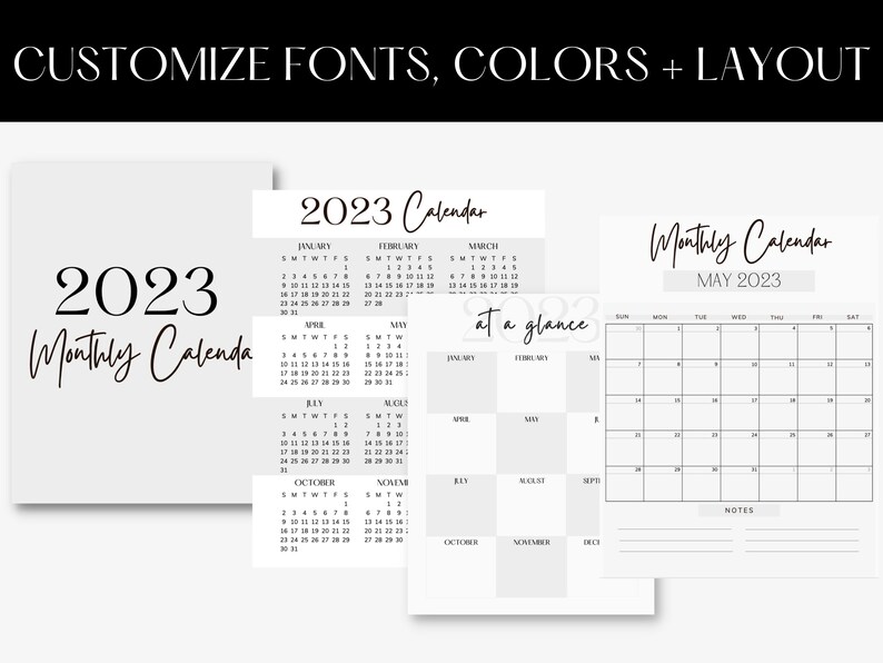 Digital 2023 Calendar, Digital Planner, Calendar Template, Printable