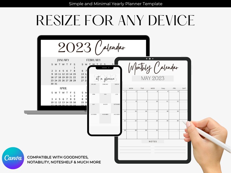 Digital 2023 Calendar, Digital Planner, Calendar Template, Printable