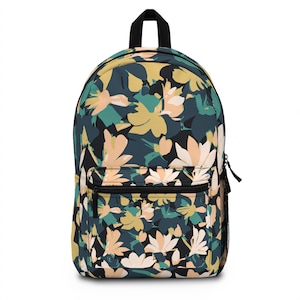 Floral Backpack, Colorful Flower Bag, Retro Floral Vintage Travel Bag, Back To School, Vintage Forest Backpack