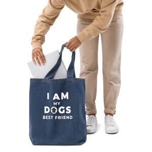 Dogs Best Friend Organic Blue Denim Tote Bag - w/ Small Inside Pocket