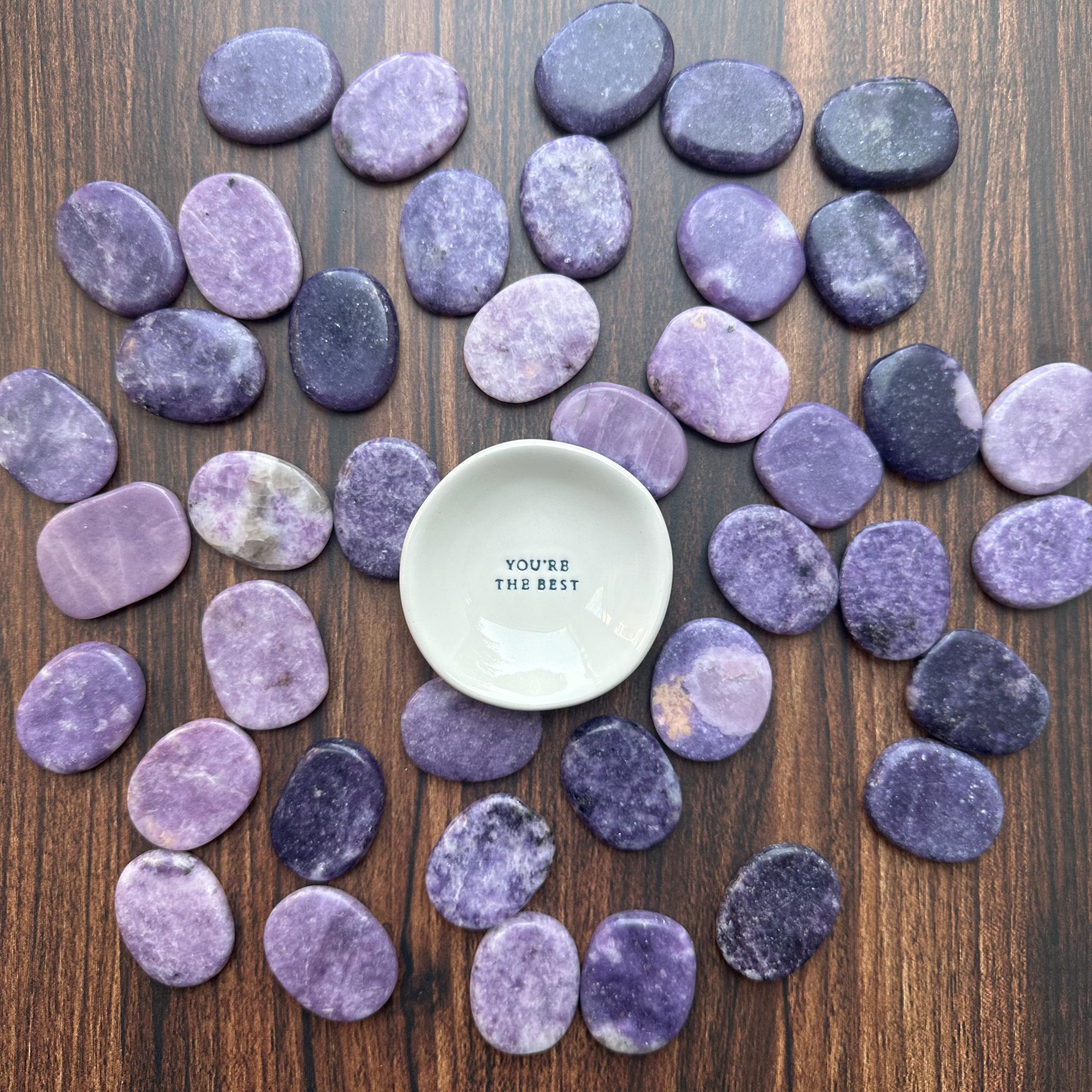 Purple Lepidolite Smooth Flat Stones | Meditation Crystal | Worry Stone | Pocket Crystal