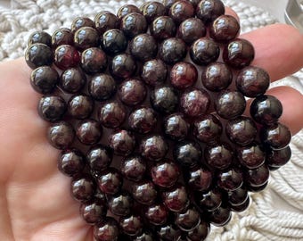 8mm Garnet Stretch Bracelet | Friendship | Crystal Bracelet  | Gemstone Bracelet | Beaded Bracelet Gift