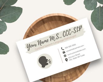 SLP Business Card Template | Editable Canva Download | Speech Language Pathologist Card