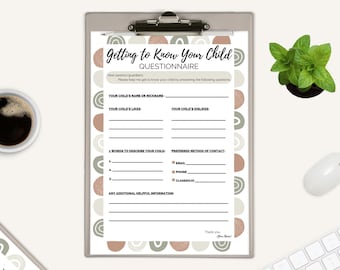 Getting to Know Your Child Form | Parent Survey for Teachers | Editable Back to School Printable
