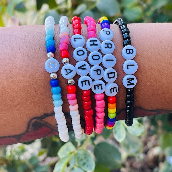 Name Bead Bracelet Etsy