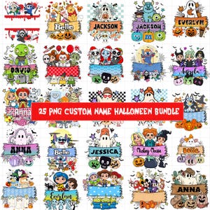 Custom Halloween Cartoon Png Bundle, Halloween Trick Or Treat Bag Png Bundle, Custom Kid Name Bag Design, Halloween 2025 Png, Halloween Png