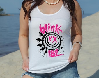 Blink 182 Tank Top, Smile Face Tank Top, Trendy Vintage Smile Tank, Retro Smile Face Tank Top, Cute Smile Tank Top, Blink 182 Rock Tank Top