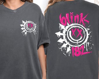 Comfort Colors® Blink 182 Front And Back Shirt, Smile Face T-shirt, Retro Smile Face Shirt, Cute Smile Shirt, Blink 182 Rock Shirt