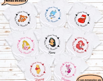 Customize All Disney Characters T-shirt, Custom Mickey & Friends Shirt, Disney Family Vacation 2025 Trip Shirts, Disneyworld Sweatshirt