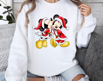 Christmas Mickey & Minnie Shirt, Christmas Disney Couple Shirt, Mickey Minnie Kissing T-shirt, Disney Christmas Tee, Husband and Wife Tee