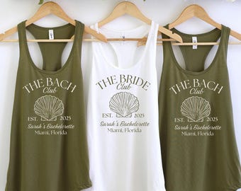 Custom Seashells and Wedding Bachelorette Tank Tops, Custom Beach Bachelorette Group Tank Top, Coastal Bachelorette Tank Tops