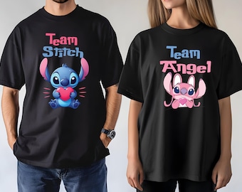 Comfort Colors® Stitch Couple T-shirt, Stitch and Angel Couple Shirts, Her Stitch Tee, His Angel Shirt, Gift For Him,Disney Matching Sweater