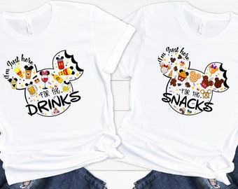 I'm Just Here For The Snacks Shirts, I am Just Here For The Drinks, Mickey Snacks Shirt, Minnie Snacks Shirt, Disney Food Beer Sweatshirt