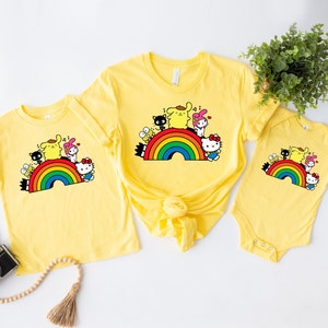Hello Cat And Friends Rainbow Family T Shirt, Hello Cat Layered Rainbow Kids Apparel, Cat Lover Shirt, Family Vacation Shirt, Cat Lover Tees
