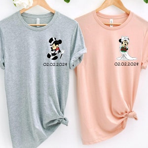 Custom Mickey Groom and Minnie Bride Shirt, Couples Shirts, Disney Bride Groom Shirt, Disney Wedding Shirt, Disneyland Vacation Sweatshirt