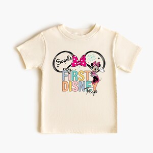 Custom First Disneyland Trip Toddler T-shirt, Disney Vacation Baby Bodysuit, Personalized Minnie Mouse T-Shirt, Kids Disneyworld Youth Shirt