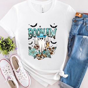 Halloween Boohaw Ghost Shirt, Halloween Boohaw Ghost Sweatshirt, Boo Haw Western Halloween T-Shirt, Cute Ghost Sweater, Floral Ghost Tee