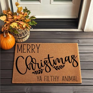 Merry Christmas Doormat, Ya Filthy Animal Doormat, Front Door Mat, Christmas Door Mat, Outdoor Decor, Porch Decor, Coir Doormat, Home Decor