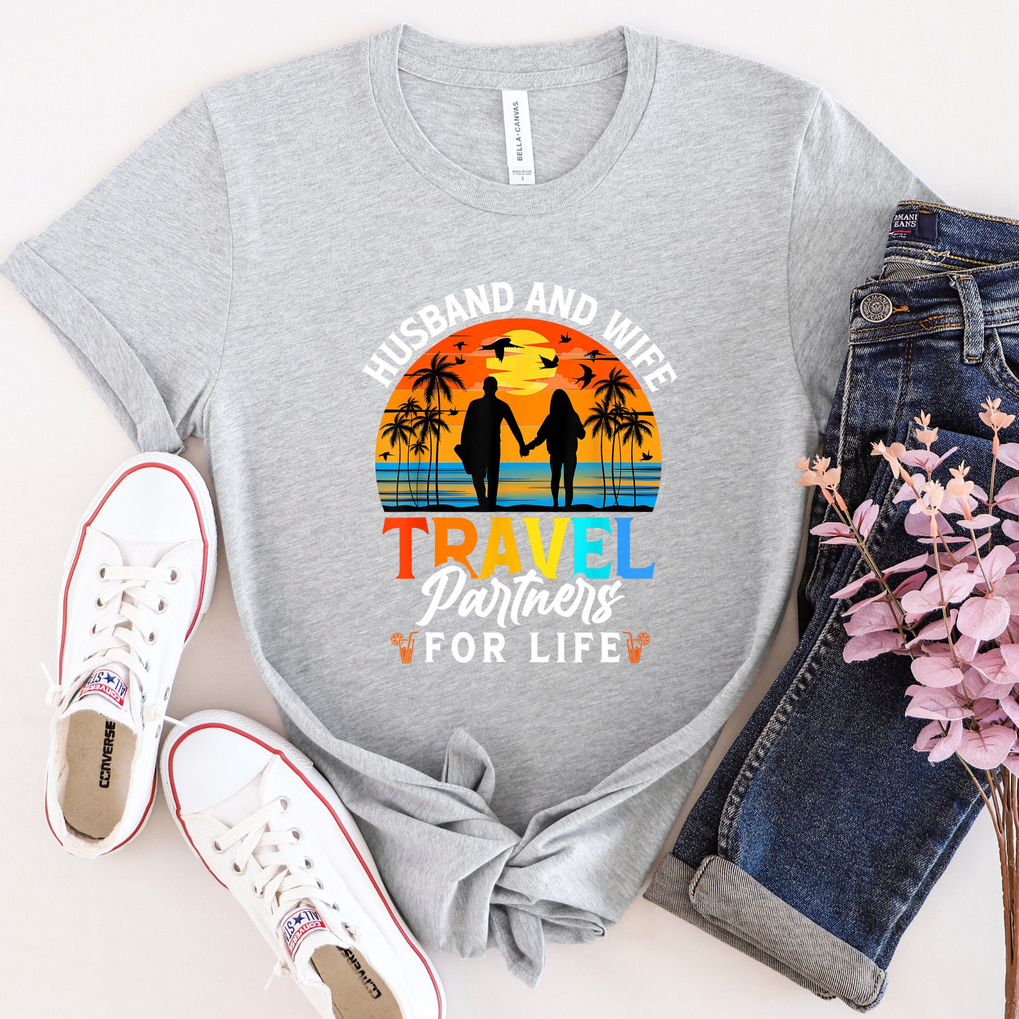 ★人気★【Lucky Marche】★SUMMER HOLIDAY Couple T-shir.t★ Husband and Wife Travel Partners for Life T-shirt, Couple