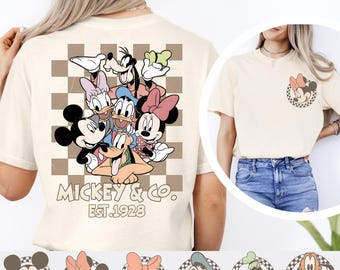Comfort Colors® Retro Mickey Minnie Shirts, Retro Mickey and Friends Shirt, Retro Disney Trip Shirt, Checkered Mickey Shirt, Disney Family