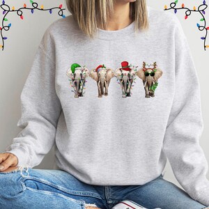 Christmas Elephant Sweatshirt, Christmas Wild Animals Shirt, Elephant Lover Gifts, Christmas Lights Elephant Shirt, Holiday Tee