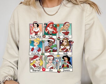 Princess Characters T-shirt, Disney Princess Christmas Sweatshirt, Disney Christmas Princess Shirt, Cute Disney Christmas Shirt