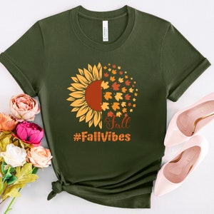 Fall Vibes Shirt, Fall Vibes Sweatshirt, Sunflower Shirt, Women&#39;s Floral Fall Shirt, Sunflower Sweatshirt, Fall Graphic Tee,Hello Fall Shirt