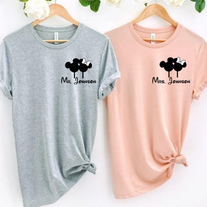 Custom Honeymoon Shirt, Disney Wife and Husband Custom Shirt, Mr and Mrs Disney T-shirt, Disney Mooners shirt,  Honeymoon sweatshirt