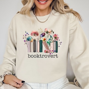 Booktrovert Sweatshirt, Book T-shirt, Floral Book Lover Shirt, Book Lover Gift, Book Shirt, Librarian Sweatshirt, Teacher Shirt