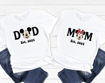 Custom Mom and Dad T-shirt, Family Mouse Shirt, Disney Trip 2025 T-shirts, Minnie Mom Sweatshirt, Mickey Dad Sweatshirt, Disney Couple Shirt