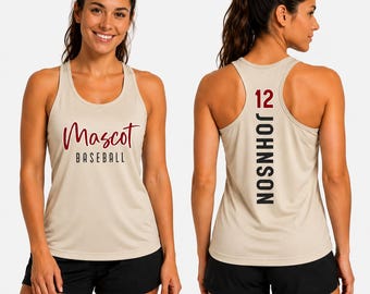 Custom Moisture Wicking Baseball Tank Top, Personalized Baseball Shirt, Glitter Baseball Tanks, Baseball Mom Shirts, Performance Racerback