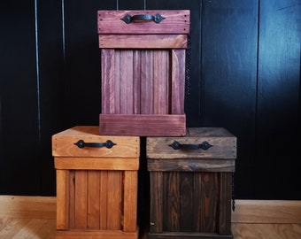 4 Gallon Trash Can, Small Trash Bin, Bathroom Bin, Bathroom Storage, Bathroom Storage, Wood Bin, Storage Container, Rustic Organization