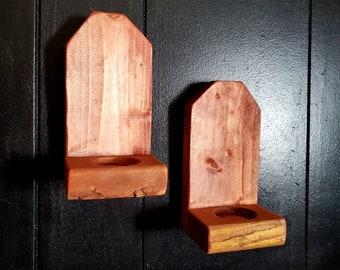 Rustic Cabin Style Wall Mounted Wood Tea Light Candle Holders