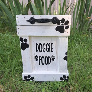 Handmade Reclaimed Wood Dog Food Container: Farmhouse Pet Storage Bin