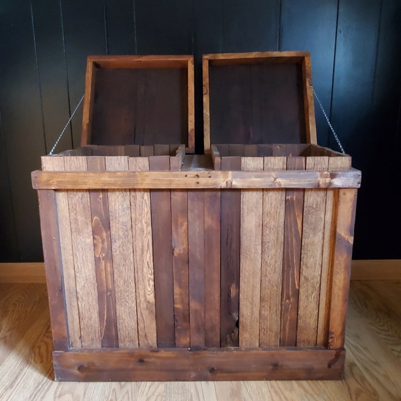 Rustic Trash Bin Kitchen Garbage Can Laundry Hamper Wood Etsy