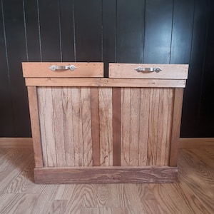 Rustic Double 13-Gallon Wood Trash & Recycling Bin: Dog Proof Kitchen Storage