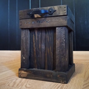 Rustic Reclaimed Wood Kitchen Canister: Small Trash or Pet Food Bin