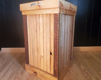 Rustic Wood 30 Gallon Large Kitchen Trash Can