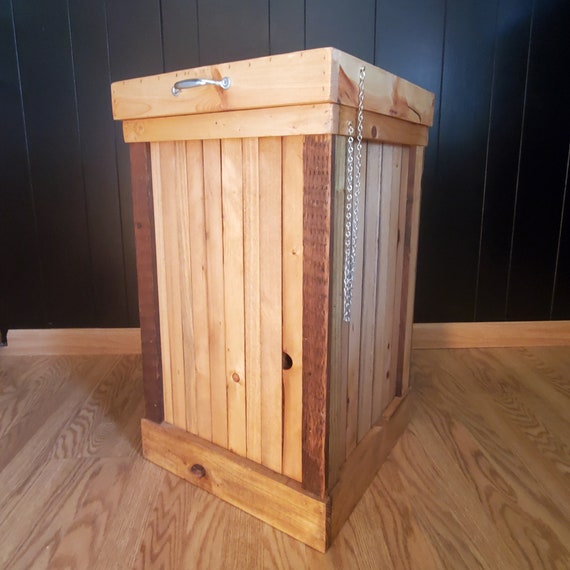 Rustic Wood 30 Gallon Large Kitchen Trash Can 