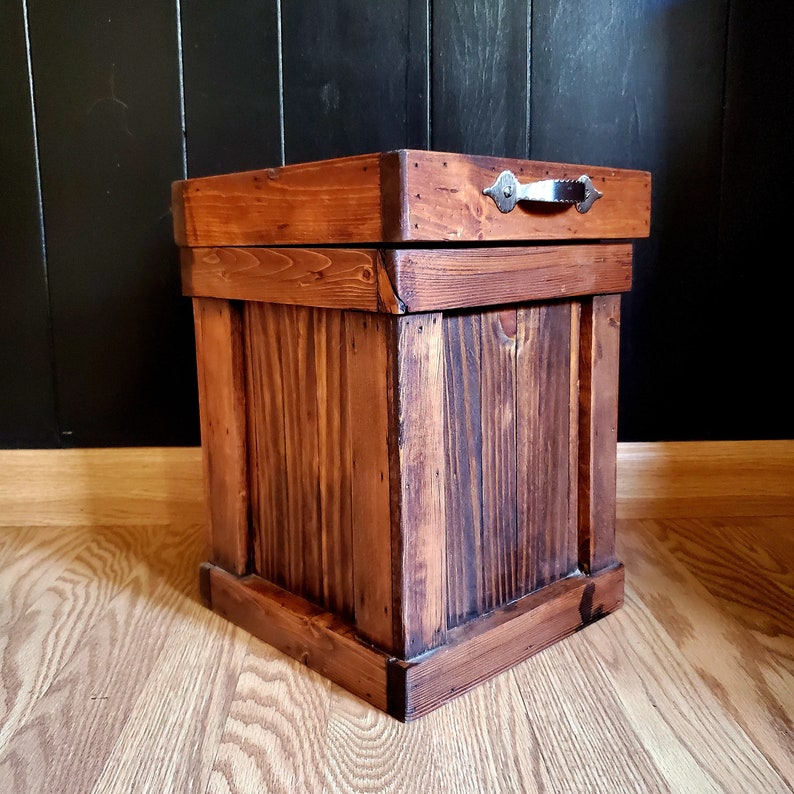 Rustic Bathroom Trash Can Wood Trash Bin Bathroom Storage Etsy