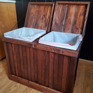 Rustic Trash Can, Double Sided Garbage Can, Recycling Bin, Pet Food ...