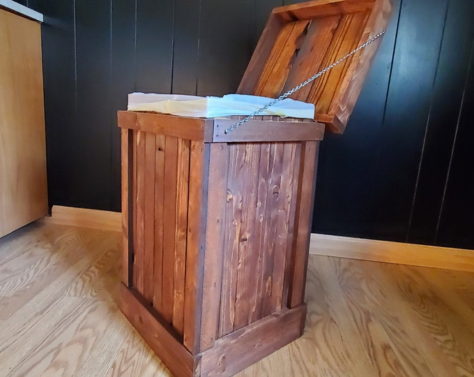 Wooden Trash Container Pine Trash Bin Handmade Kitchen Bin Etsy