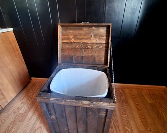 Rustic Reclaimed Wood Trash Can Holder: 13 Gallon Kitchen Bin