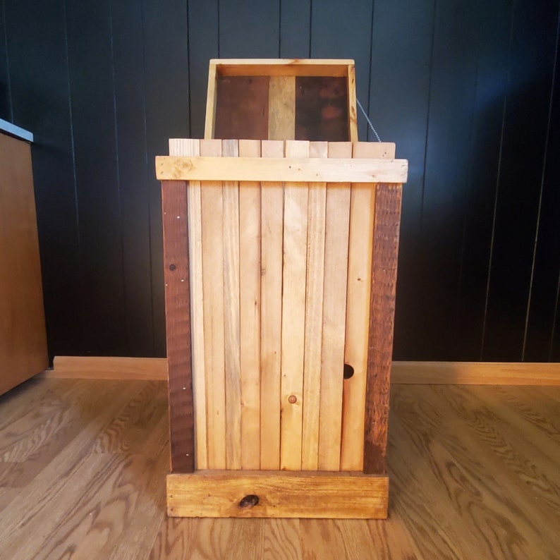 Rustic Wood 30 Gallon Large Kitchen Trash Can Etsy