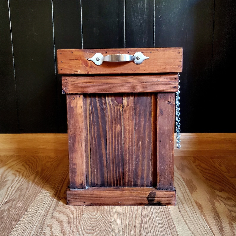 Rustic Bathroom Trash Can Wood Trash Bin Bathroom Storage Etsy